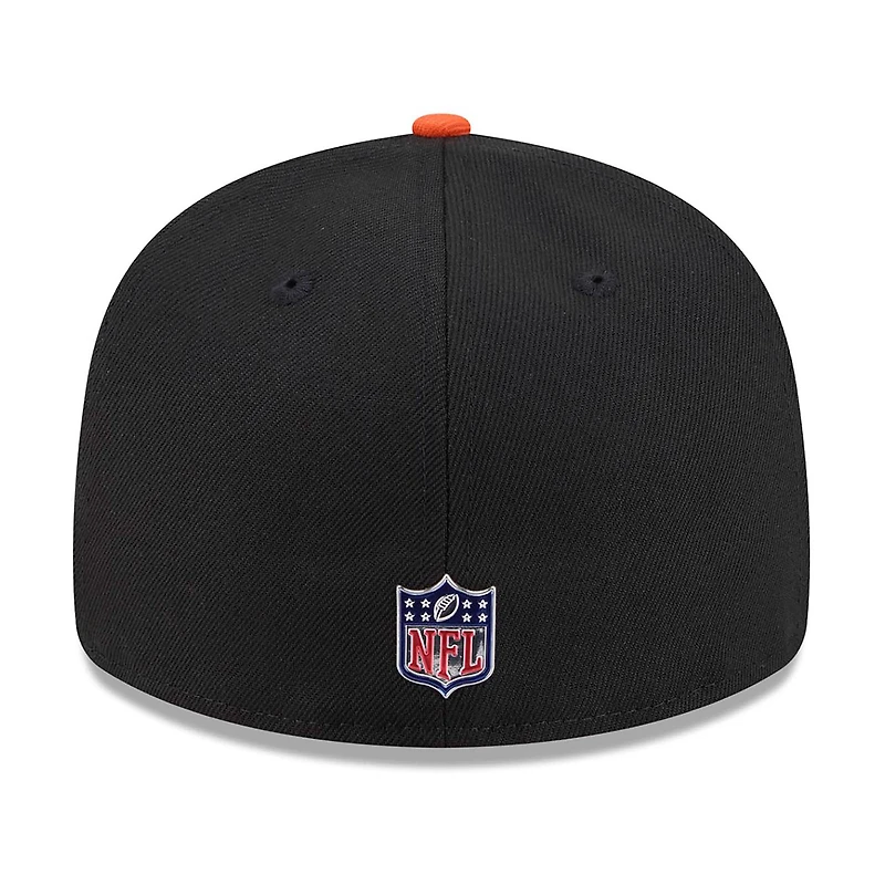 Casquette ajustée New Era 59FIFTY noire et orange pour homme, édition spéciale Cincinnati Bengals 2026 NFL Draft.