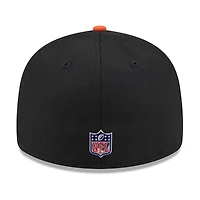 Casquette ajustée New Era 59FIFTY noire et orange pour homme, édition spéciale Cincinnati Bengals 2026 NFL Draft.