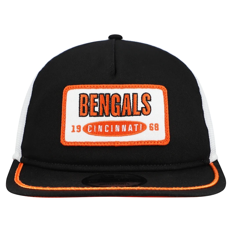 Casquette ajustable New Era 19TWENTY noire/blanche pour homme, avec patch Cincinnati Bengals