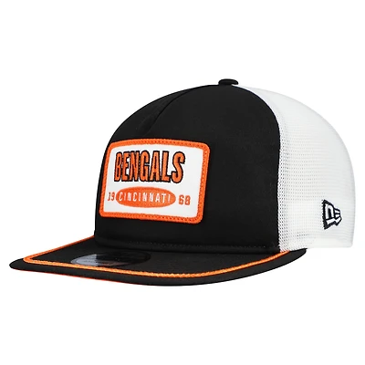 Casquette ajustable New Era 19TWENTY noire/blanche pour homme, avec patch Cincinnati Bengals