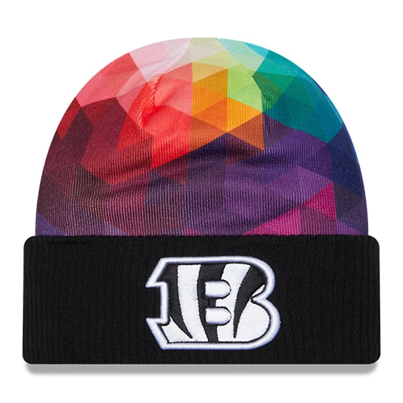 Bonnet en tricot à revers NFL Crucial Catch New Era noir pour hommes des Bengals de Cincinnati 2023