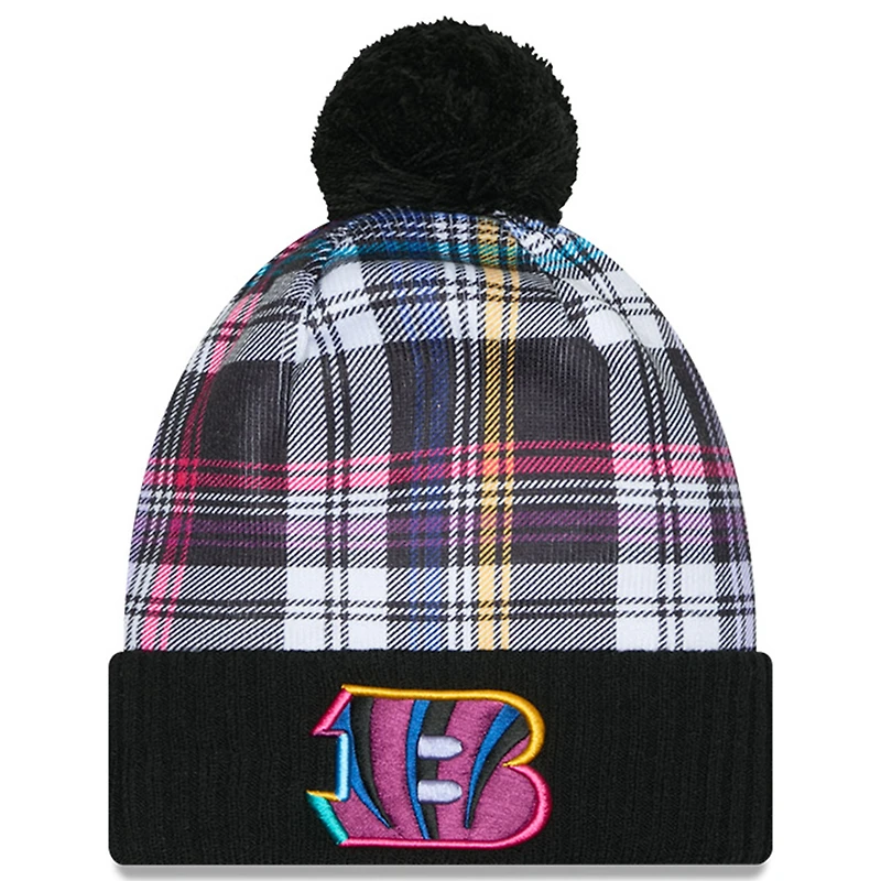 Men's New Era Black Cincinnati Bengals 2024 NFL Crucial Catch Cuffed Knit Hat With Pom