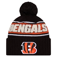 Men's New Era Black Cincinnati Bengals 2024 Sideline Sport Cuffed Knit Hat with Pom