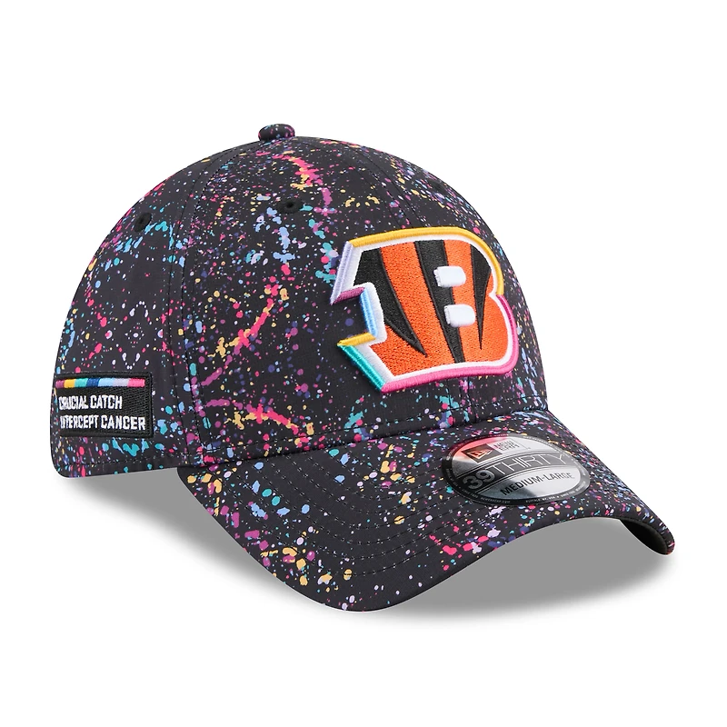 Men's New Era Black Cincinnati Bengals 2025 NFL Crucial Catch 39THIRTY Flex Hat
