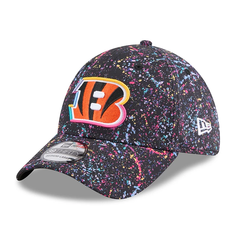 Casquette New Era noire Cincinnati Bengals 2025 NFL Crucial Catch 39THIRTY Flex pour homme