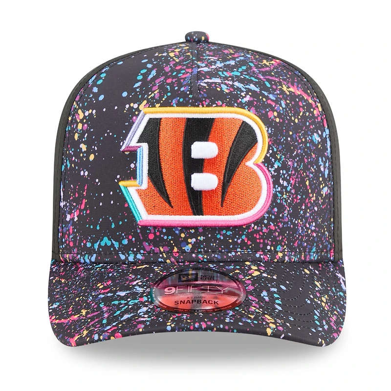 Men's New Era  Black Cincinnati Bengals 2025 NFL Crucial Catch A-Frame 9FIFTY Snapback Hat