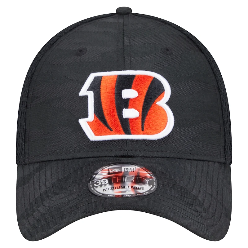 Casquette 39THIRTY Flex Active Camo noire des Bengals de Cincinnati New Era pour homme
