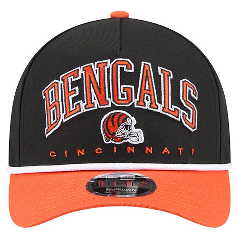 Casquette ajustable New Era noire Cincinnati Bengals Arch COOLERA 9FORTY A-Frame M-Crown pour homme