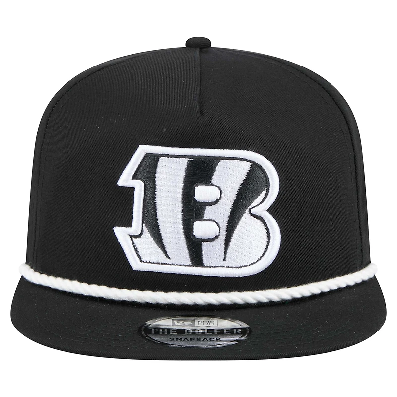 Men's New Era Black Cincinnati Bengals B-Dub Golfer Snapback Hat
