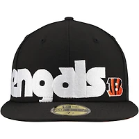 Men's New Era Black Cincinnati Bengals Checkered Undervisor 59FIFTY Fitted Hat