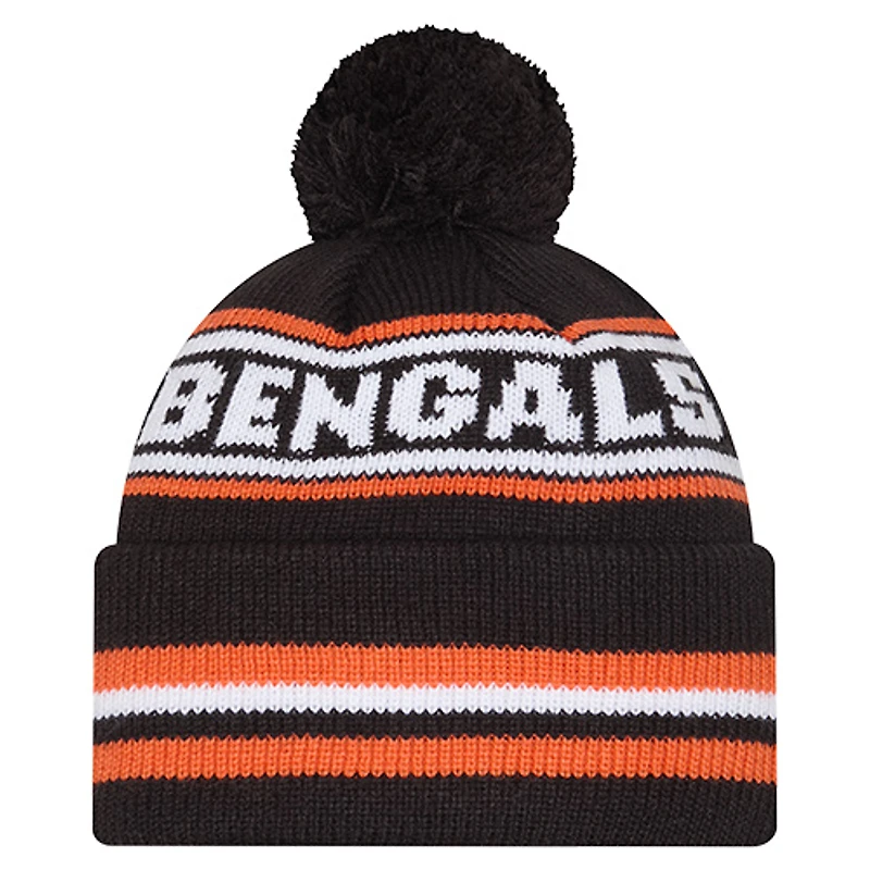 Men's New Era Black Cincinnati Bengals Classic Cuffed Knit Hat with Pom