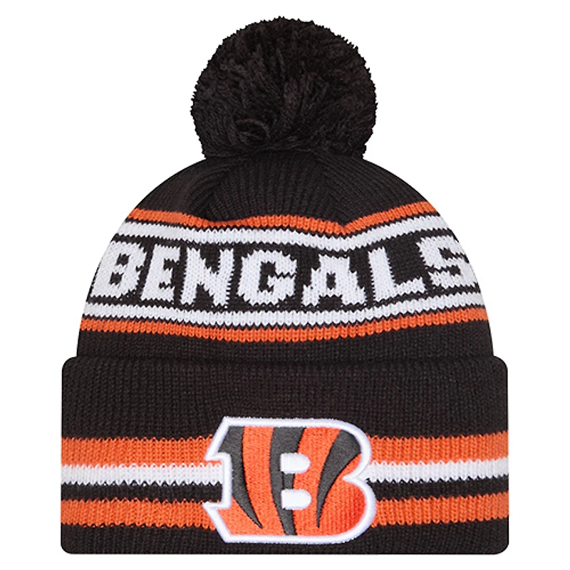 Men's New Era Black Cincinnati Bengals Classic Cuffed Knit Hat with Pom