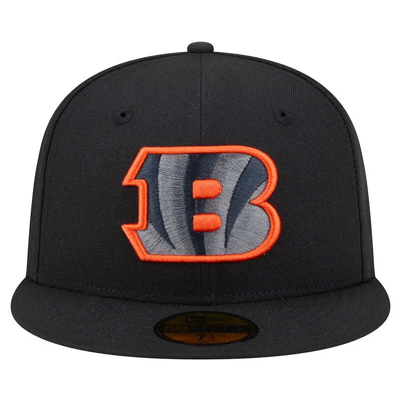 Casquette ajustée New Era 59FIFTY noire pour homme, motif Cincinnati Bengals.
