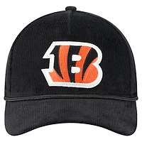 Casquette ajustable New Era 9FORTY A-Frame noire en velours côtelé pour homme des Bengals de Cincinnati