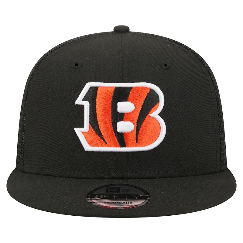 Casquette trucker snapback New Era noire pour homme, modèle Core Team des Bengals de Cincinnati 9FIFTY