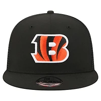 Casquette trucker snapback New Era noire pour homme, modèle Core Team des Bengals de Cincinnati 9FIFTY