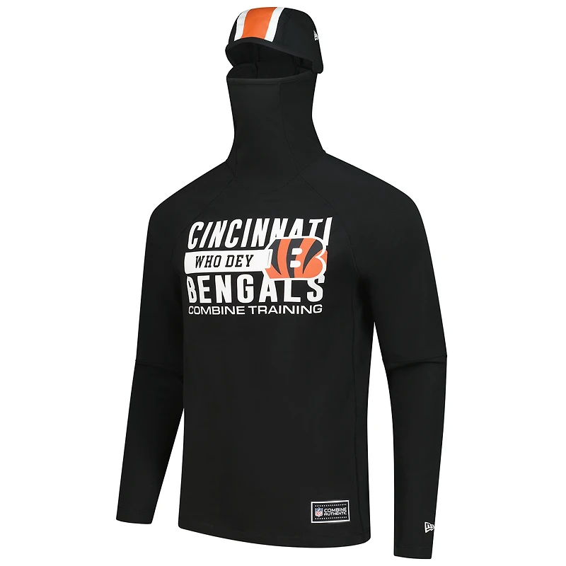 Men's New Era Black Cincinnati Bengals Functional Fandom Balaclava Helmet Stripe Tri-Blend Hoodie