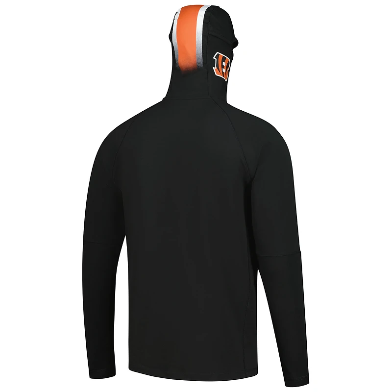 Men's New Era Black Cincinnati Bengals Functional Fandom Balaclava Helmet Stripe Tri-Blend Hoodie