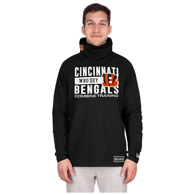 Men's New Era Black Cincinnati Bengals Functional Fandom Balaclava Helmet Stripe Tri-Blend Hoodie