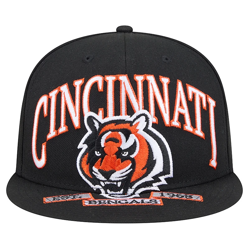 Men's New Era Black Cincinnati Bengals Head Oversized 59FIFTY Fitted Hat