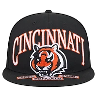 Men's New Era Black Cincinnati Bengals Head Oversized 59FIFTY Fitted Hat
