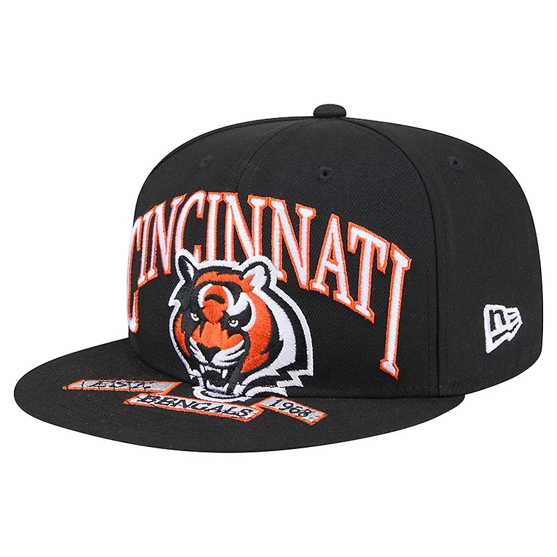 Men's New Era Black Cincinnati Bengals Head Oversized 59FIFTY Fitted Hat