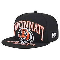 Men's New Era Black Cincinnati Bengals Head Oversized 59FIFTY Fitted Hat