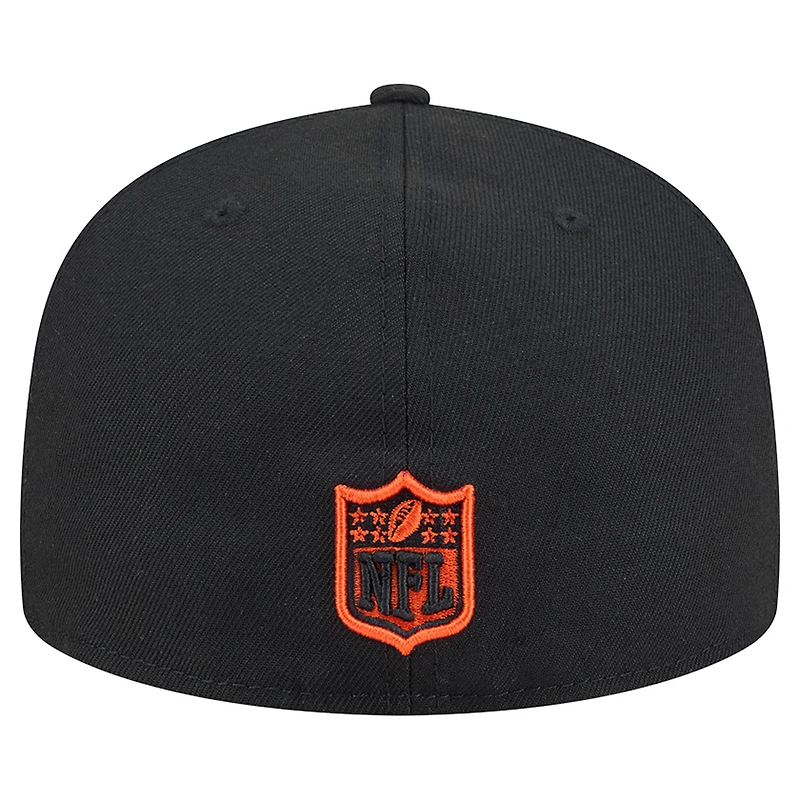 Men's New Era Black Cincinnati Bengals Head Oversized 59FIFTY Fitted Hat