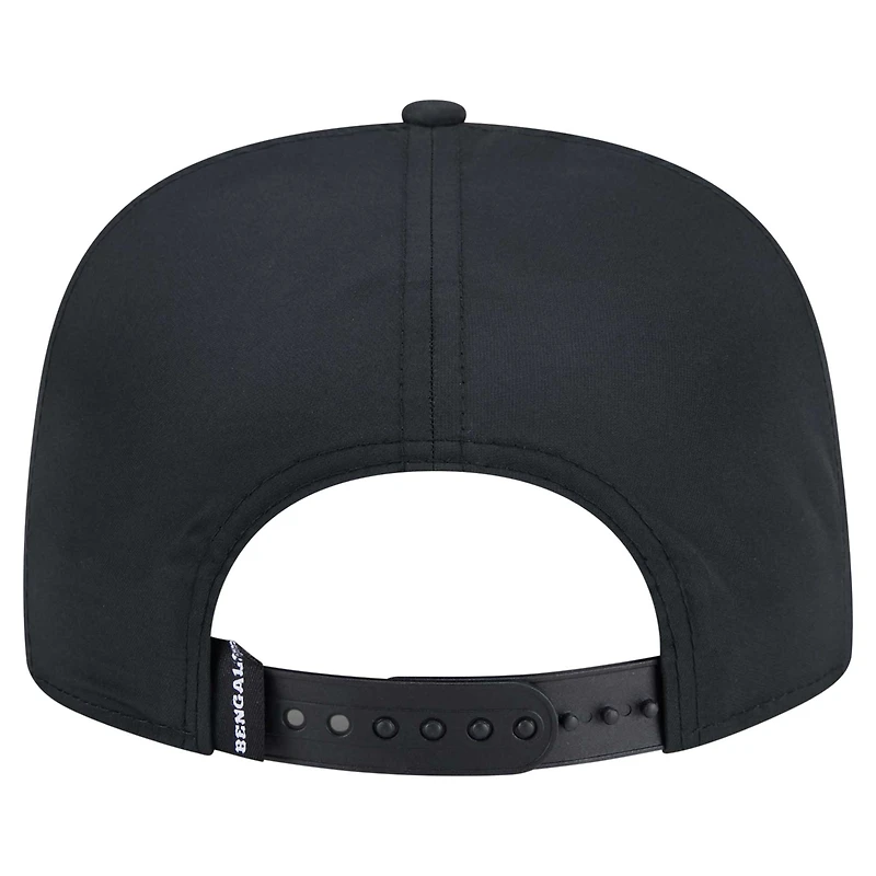 Casquette à visière plate noire New Era Cincinnati Bengals Hydro A-Frame 9FIFTY pour homme