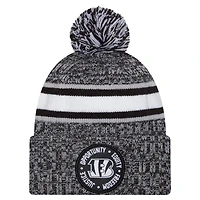 Men's New Era Black Cincinnati Bengals Inspire Change Cuffed Knit Hat with Pom