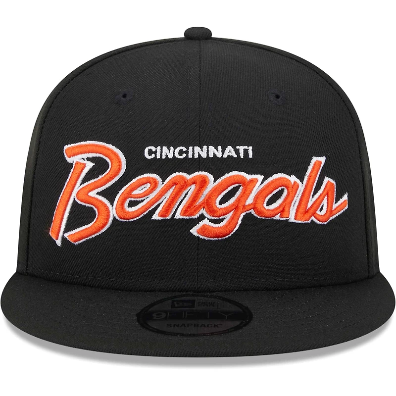 Men's New Era Black Cincinnati Bengals Main Script 9FIFTY Snapback Hat