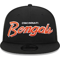 Men's New Era Black Cincinnati Bengals Main Script 9FIFTY Snapback Hat