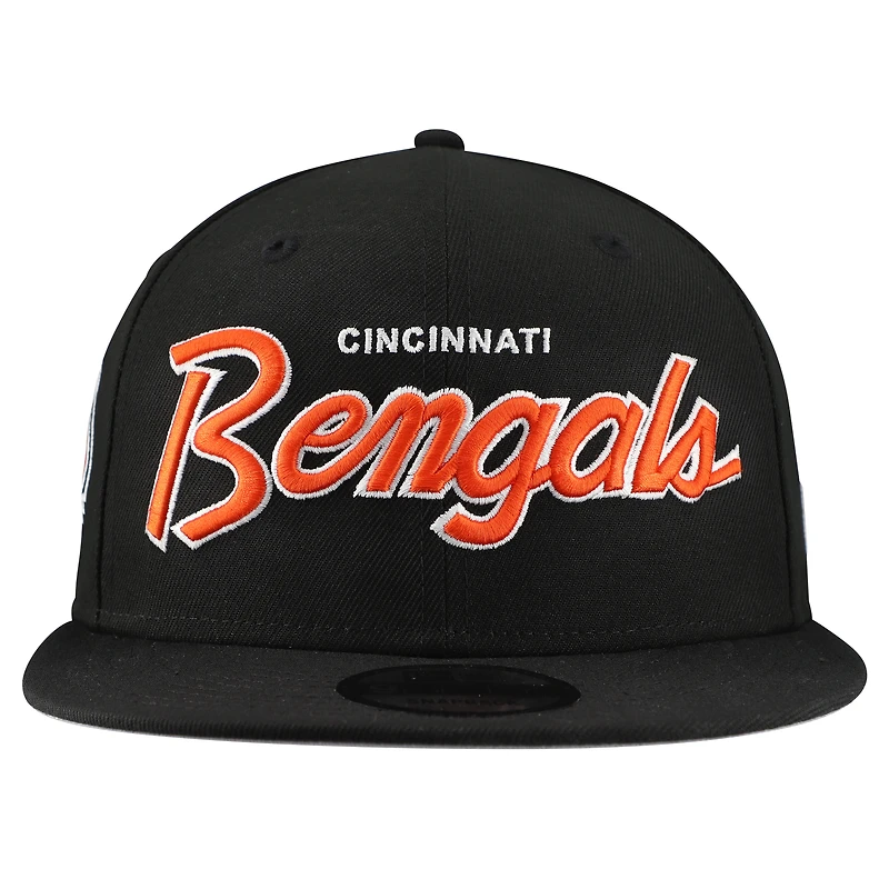 Casquette snapback New Era 9FIFTY noire pour homme, logo des Bengals de Cincinnati