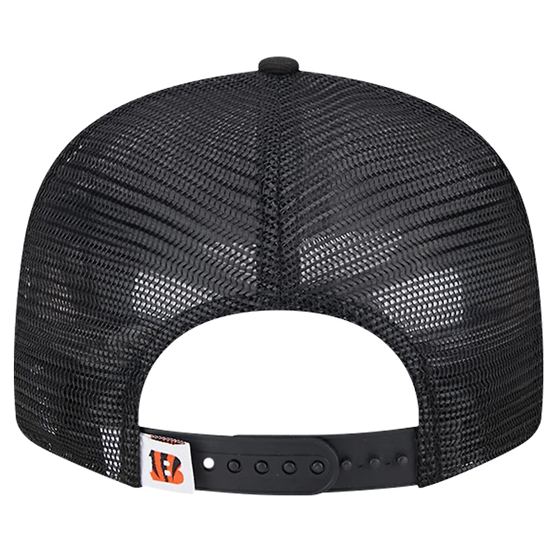 Casquette Snapback 9FIFTY Main Trucker New Era noire des Bengals de Cincinnati pour hommes