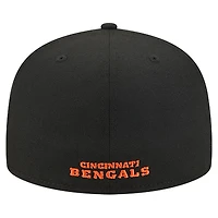 Casquette ajustée noire Cincinnati Bengals Overlap Wordmark 59FIFTY pour homme de New Era