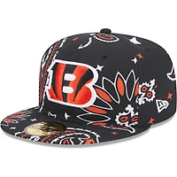 Casquette ajustée 59FIFTY noire à motif cachemire des Bengals de Cincinnati New Era pour hommes