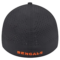 Casquette perforée 39THIRTY Flex noire New Era pour homme des Bengals de Cincinnati