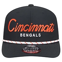Men's New Era Black Cincinnati Bengals Script 9SEVENTY Adjustable Hat