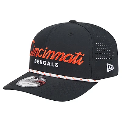 Men's New Era Black Cincinnati Bengals Script 9SEVENTY Adjustable Hat
