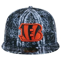 Casquette ajustée Shibori 59FIFTY des Bengals de Cincinnati New Era noire pour hommes