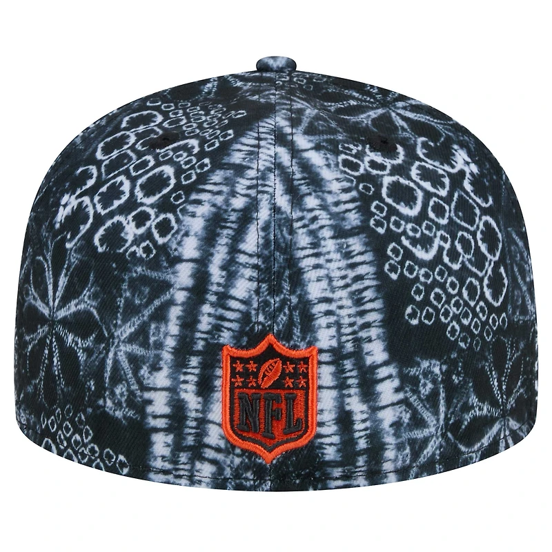 Casquette ajustée Shibori 59FIFTY des Bengals de Cincinnati New Era noire pour hommes