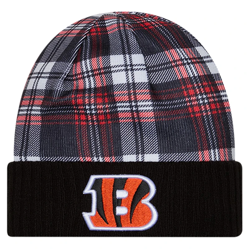 Bonnet tricoté à revers noir Cincinnati Bengals Sideline Statement pour homme New Era