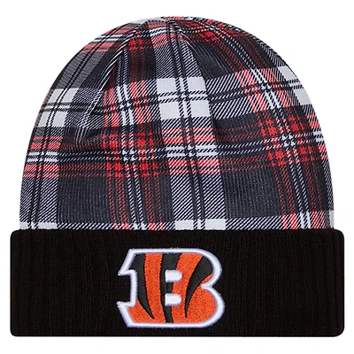 Bonnet tricoté à revers noir Cincinnati Bengals Sideline Statement pour homme New Era