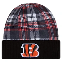 Bonnet tricoté à revers noir Cincinnati Bengals Sideline Statement pour homme New Era