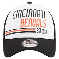 Men's New Era Black Cincinnati Bengals Stacked A-Frame Trucker 9FORTY Adjustable Hat