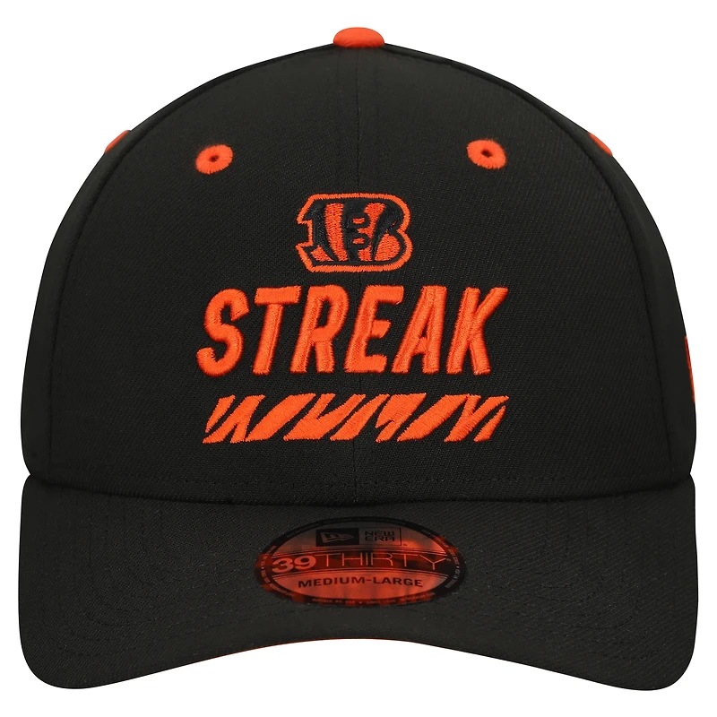 Men's New Era Black Cincinnati Bengals STREAK Season Ticket Member 39THIRTY Flex Hat