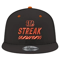 Casquette snapback 9FIFTY noire New Era pour homme, membre de la saison des Bengals de Cincinnati STREAK
