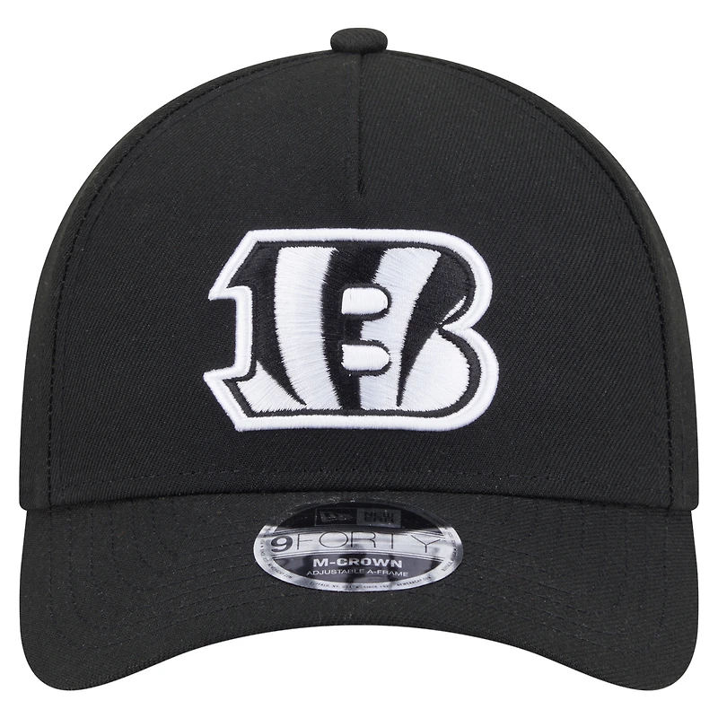 Casquette ajustable noire New Era 9FORTY M-Crown A-Frame pour homme, collection Team Bengals