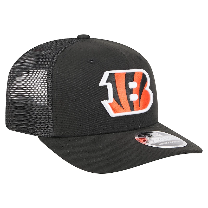 Casquette ajustable extensible à boutons-pression New Era noire pour homme, collection Team Bengals 9SEVENTY