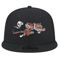 Men's New Era Black Cincinnati Bengals Throwback Main Trucker 9FIFTY Snapback Hat